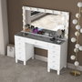Hanah Home Mesa de Maquillaje Blanca con Espejo e Iluminación
